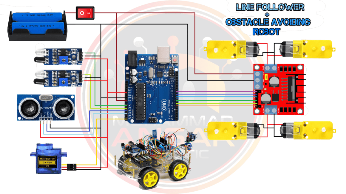 Line Follower Obstacle Avoiding Robot Using Arduino And L Motor