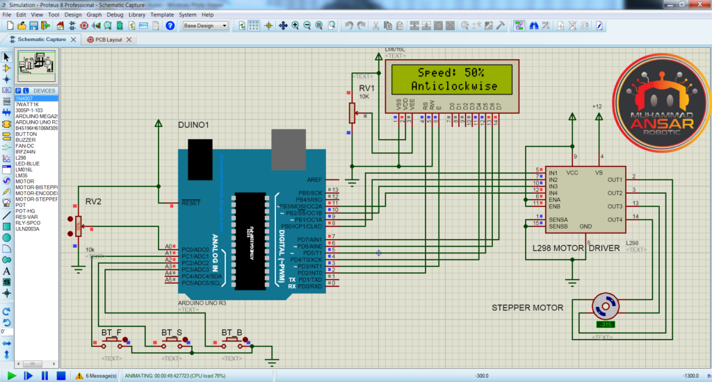 Stepper Motor Speed Controller Using Arduino And L298 Motor Driver Simulation