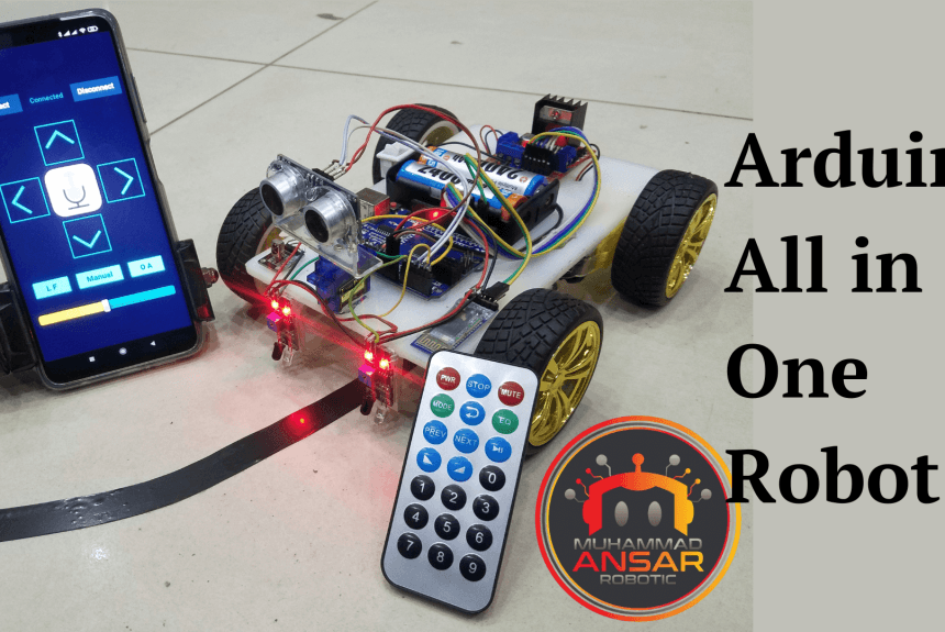 Line Follower Obstacle Avoiding Controlled By IR Remote And Mobile