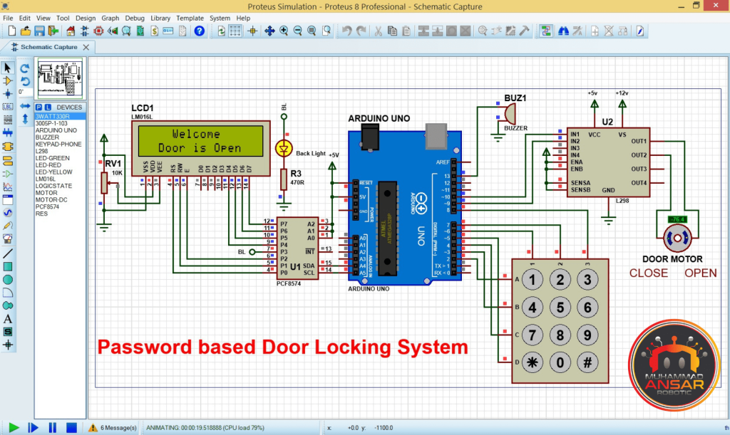 Password Based Door Lock System Using Arduino And Keypad Proteus Simulation