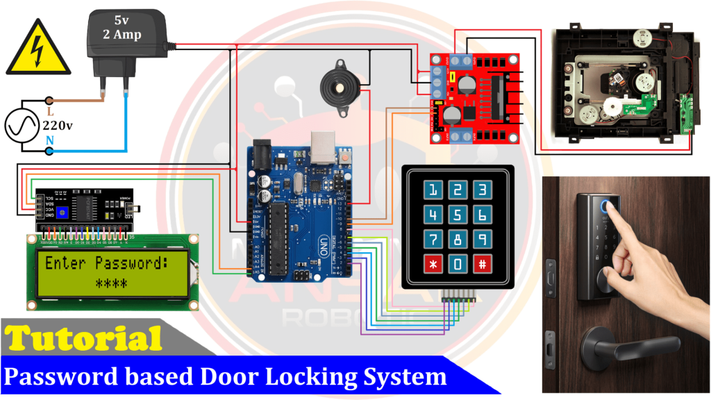 Password Based Door Lock System Using Arduino And Keypad Circuit Diagram