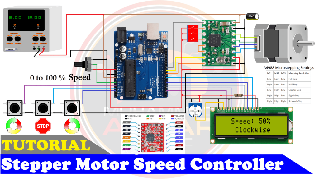Stepper Motor Speed Controller Using A4988 Stepper Motor Driver